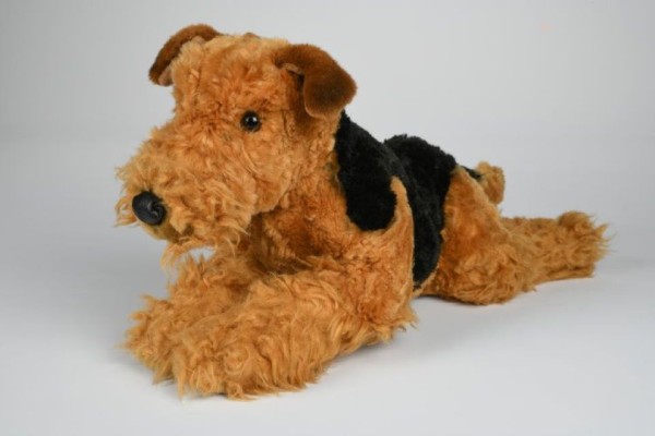 Kuscheltier Airedale Terrier braun/schwarz liegend 40 cm