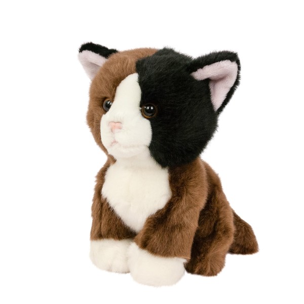 Kuscheltier Katze dunkelbraun/schwarz/weiß 18 cm