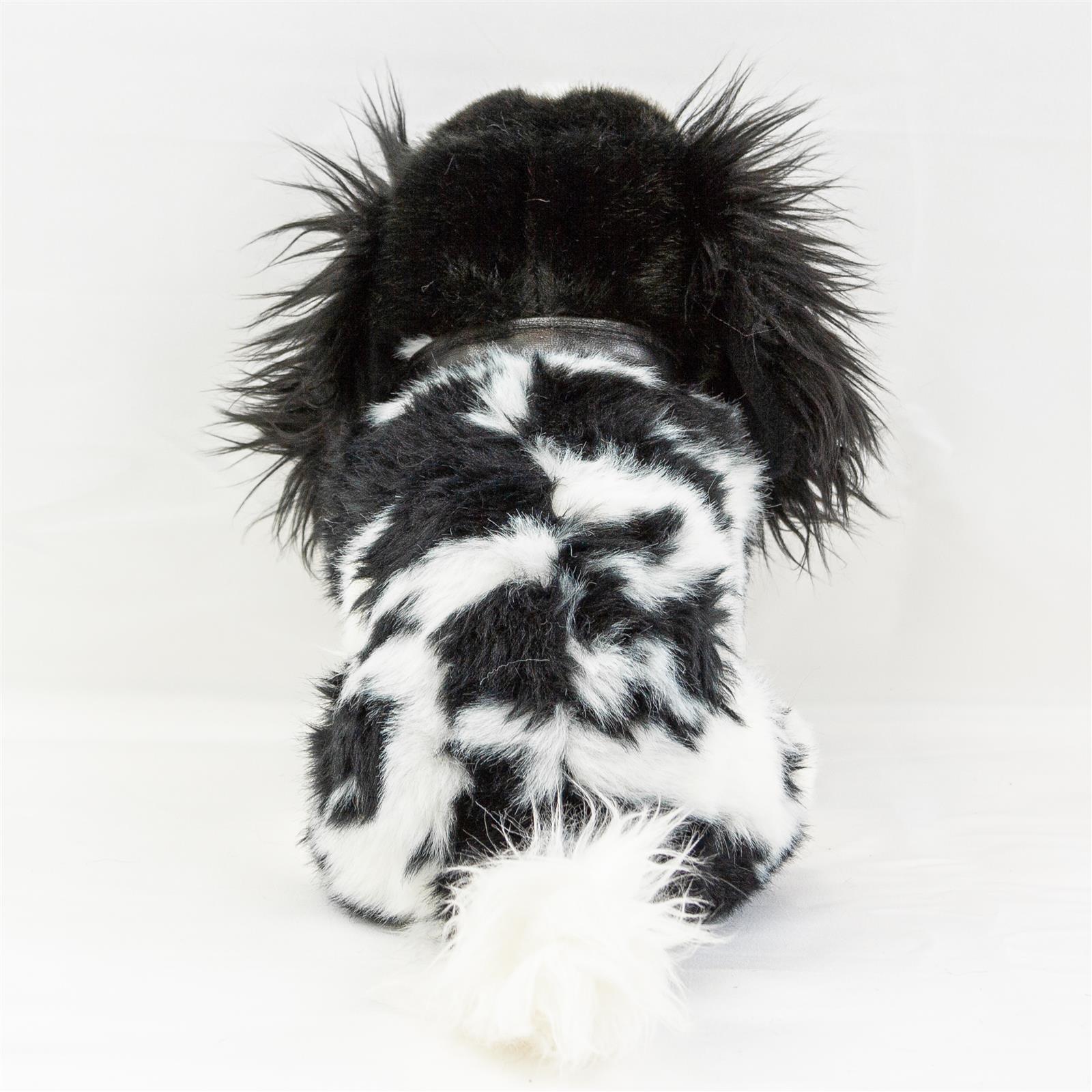 Plüschhund Cavalier 27 cm mit Leine schwarz/weiß Kuscheltier Hund