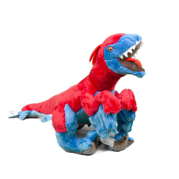 Kuscheltier Dino Utahraptor blau/rot 36 cm Plüschdino