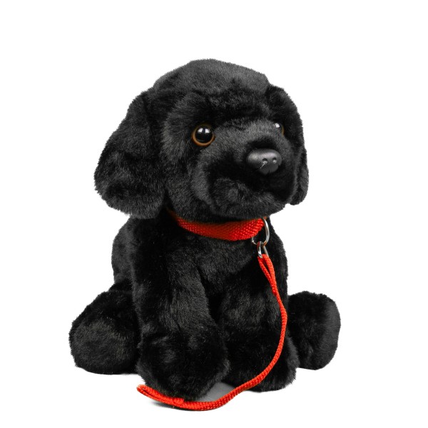 Kuscheltier Labrador + Leine sitzend schwarz 28 cm Plüschhund