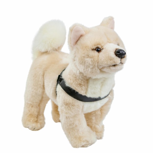 Kuscheltier Hund Akita 29 cm stehend beige Plüschhund