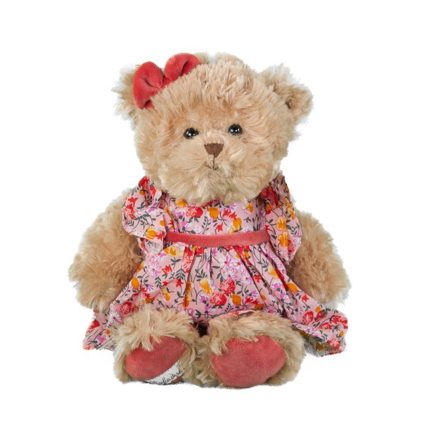 Bukowski Teddybär Elisa braun/pink mit Kleid 25 cm