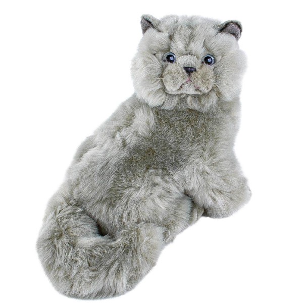 Kuscheltier Katze grau langhaarige Perserkatze sitzend 26 cm