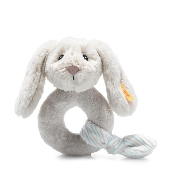 Steiff Hoppie Hase Greifling mit Rassel 14 cm hellgrau 242267