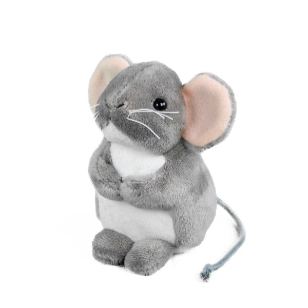 Teddy Hermann Kuscheltier Maus grau 11 cm stehend