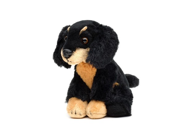 Dackel 13 cm sitzend Kuscheltier Hund schwarz-braun Uni-Toys