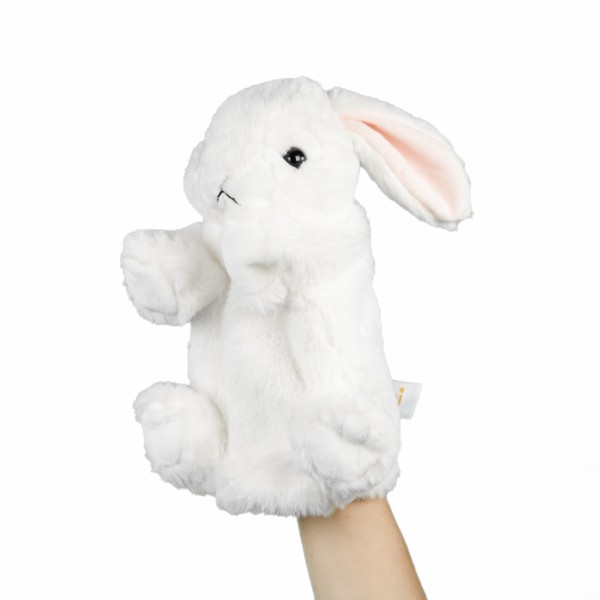 Handpuppe Hase weiß 23 cm Plüschhase Kuscheltier