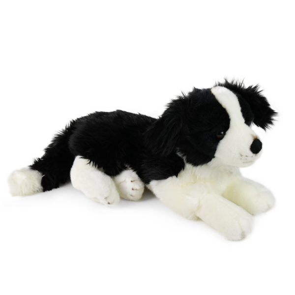 Kuscheltier Border Collie 45 cm schwarz/weiß liegend Plüschhund