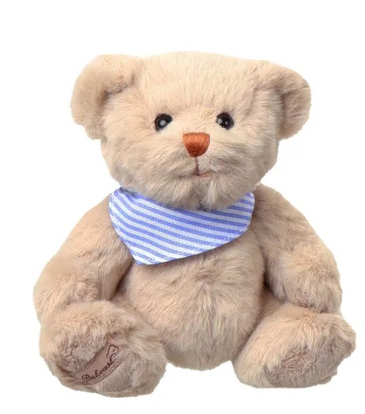 Bukowski Little Teddybär 15 cm grau mit blau-weißer Schleife