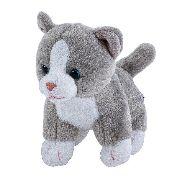 Kuscheltier Katze grau-weiß 14 cm Stoffkatze